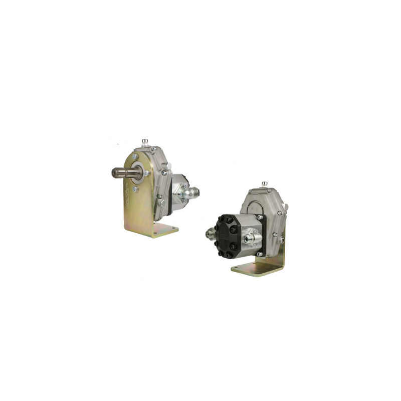 Daugiklio tvirtinimo detalė su krumpliaratine pompa, našumas iki 80 l/min. Komplekte yra pagrindo tvirtinimo laikiklis.