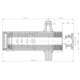 Teleskopinis hidraulinis cilindras 90/4/945 eigos 945 mm - be atramos