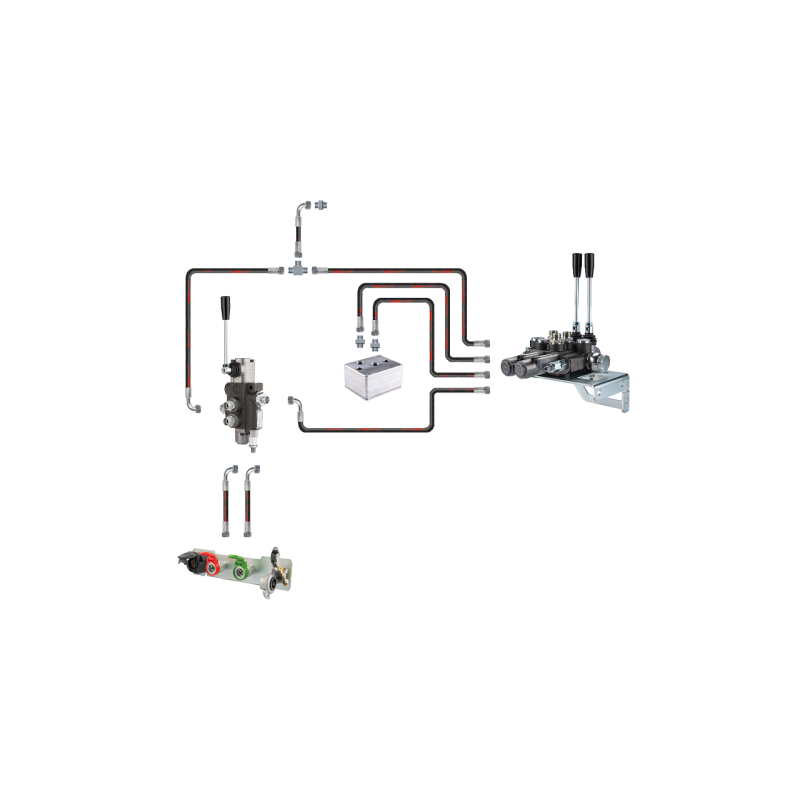 Hidraulika MF255 Ursus 3512 2812 hidraulinis skirstytuvas, 1 sekcijos ir 2 sekcijų žarnos ir jungtys