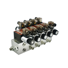 Hidraulinis skirstytuvas, 4 sekcijų blokas, tipas CETOP 03 NG6, valdomas elektra 230 V