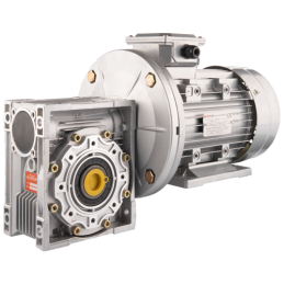 Trifazis 380 V 3 kW elektros variklis su HMRV 75 IEC100 sliekine pavarų dėže, kurios perdavimo skaičius yra 1:7,5. Atitinka NMRV