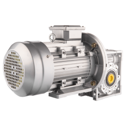 Trifazis 380 V 3 kW elektros variklis su HMRV 75 IEC100 sliekine pavarų dėže, kurios perdavimo skaičius yra 1:7,5. Atitinka NMRV