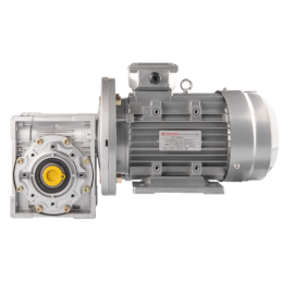 Trifazis 380 V 2,2 kW elektros variklis su HMRV 75 IEC100 sliekine pavarų dėže, kurios perdavimo skaičius yra 1:7,5. Atitinka NM