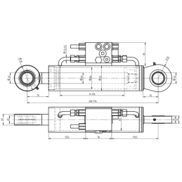 Hidraulinis plūgo sukimo cilindras CJ2F-80/40/236L L:480 U40W komplekte su sukimosi valdymo vožtuvu