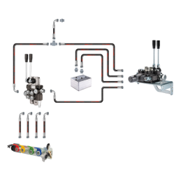 Hidraulika MF255 Ursus 3512 2812 hidraulinis skirstytuvas, 2 sekcijos ir 2 sekcijų žarnos bei jungtys