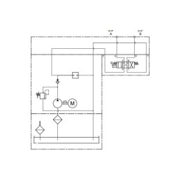 Pilnas hidraulinis blokas (maitinimo šaltinis) 230V 0,75kW 1,0cm3 su skirstytuvu ir svirtimi dvigubo veikimo cilindrui valdyti, 