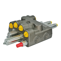 Hidraulinis skirstytuvas su plūduriuojančia sekcija, valdomas trosais priekiniam krautuvui