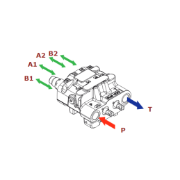 Hidraulinis skirstytuvas su plūduriuojančia sekcija, valdomas trosais priekiniam krautuvui