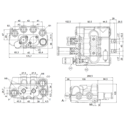 Hidraulinis skirstytuvas su plūduriuojančia sekcija, valdomas trosais priekiniam krautuvui