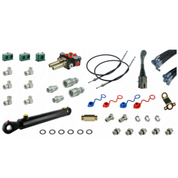 Pilna hidraulinė sistema Tur C-330 krautuvui, skirstytuvas + vairasvirtė su trosais + kaušo cilindras + žarnos + komponentai