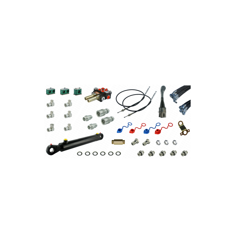 Pilna hidraulinė sistema Tur C-330 krautuvui, skirstytuvas + vairasvirtė su trosais + kaušo cilindras + žarnos + komponentai