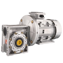 Trifazis 380 V 4 kW elektros variklis su HMRV 75 IEC100 sliekine pavarų dėže, kurios perdavimo skaičius yra 1:7,5. Atitinka NMRV