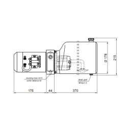Pilnai sukomplektuotas mobilus hidraulinis agregatas 12V 1,6kW 3,3cm3 8L su vienu solenoidiniu vožtuvu
