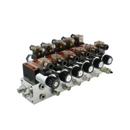 5 sekcijų hidraulinis skirstytuvas CETOP 03 NG6, valdomas elektra 230 V