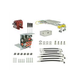 Komplektas traktoriaus pagrindinei hidraulikai konvertuoti ir išplėtiti, įskaitant adapterį, ketaus siurblį, 3 sekcijų skirstytu