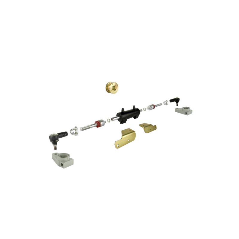 Skersinis hidraulinio vairo stiprintuvo cilindras su dvigubu stūmokliu, išsikišusiu į abi puses. Komplekte yra jungtys, jungtys 