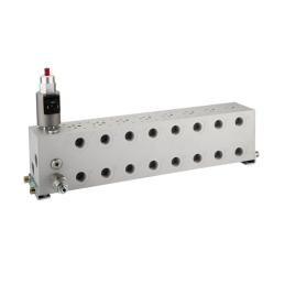 Jungiamosios plokštės vožtuvų blokas su 8 sekcijų srauto reguliatoriumi CETOP3 NG6