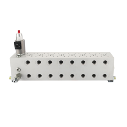 Jungiamosios plokštės vožtuvų blokas su 8 sekcijų srauto reguliatoriumi CETOP3 NG6