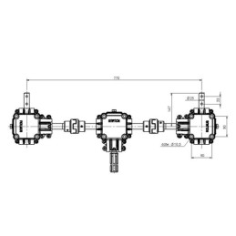 3 ketaus krumpliaračių rinkinys L:770 skirstytuvui su apsaugine sankabos sistema komplekte su sija ir tvirtinimo detalėmis