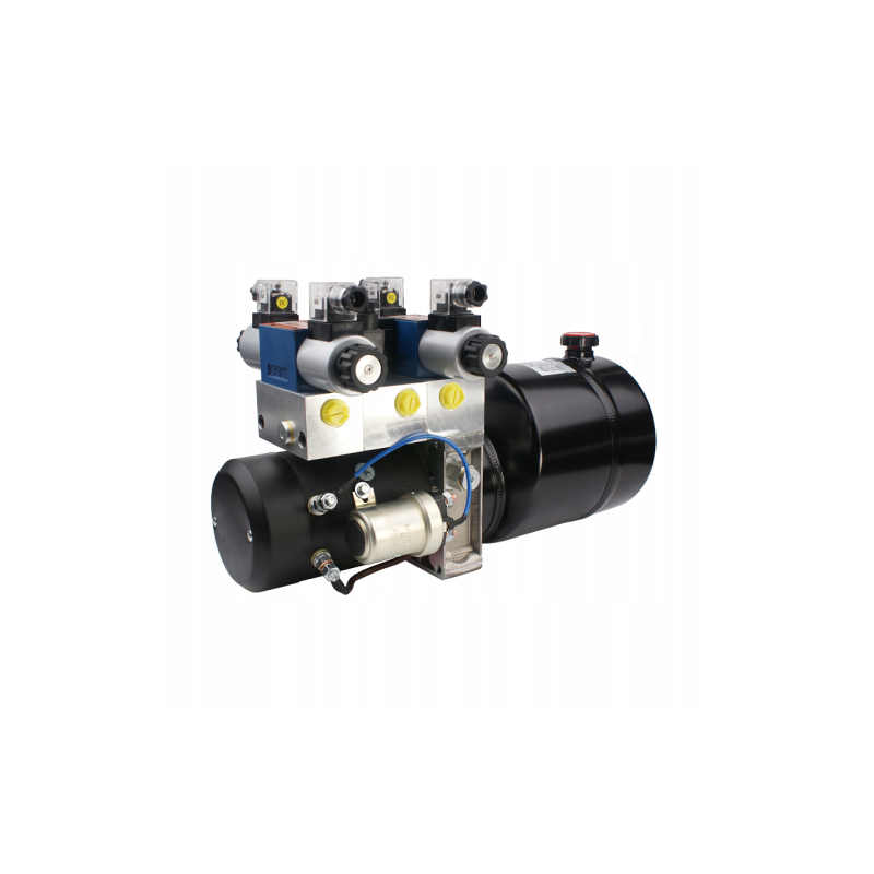 Pilnai sukomplektuotas mobilus hidraulinis agregatas 24V 2,2kW 1,6cm3 14L su dviem solenoidiniais vožtuvais ir plūduriuojančia s