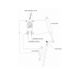 Hidraulinis plūgo pasukimo cilindras CJ2F-80/40/236 L:480 U40W komplekte su pasukimo valdymo vožtuvu