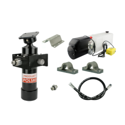 Savivarčio priekabos hidraulika. Vertimo komplektas: 12 V maitinimo šaltinis + 700 eigų pavara, keliamoji galia iki 5 tonų.