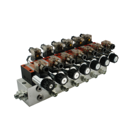 Hidraulinis skirstytuvas, 6 sekcijų blokas, tipas CETOP 03 NG6, valdomas elektra, 230 V