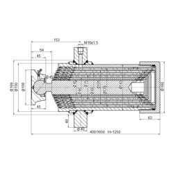 Teleskopinio cilindro eiga: 1250 mm 120/6/1250 priekabai komplekte su tvirtinimo lizdu