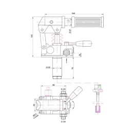 Hidraulinis atraminis pėdos cilindras, dvigubo veikimo cilindro ilgis: 440 mm, eiga 250 mm + tvirtinimo detalės su 25 cm3 rankin