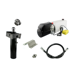 Savivarčio priekabos hidraulika. Vertimo komplektas: 12 V maitinimo šaltinis + 520 eigų pavara, keliamoji galia iki 5 tonų.