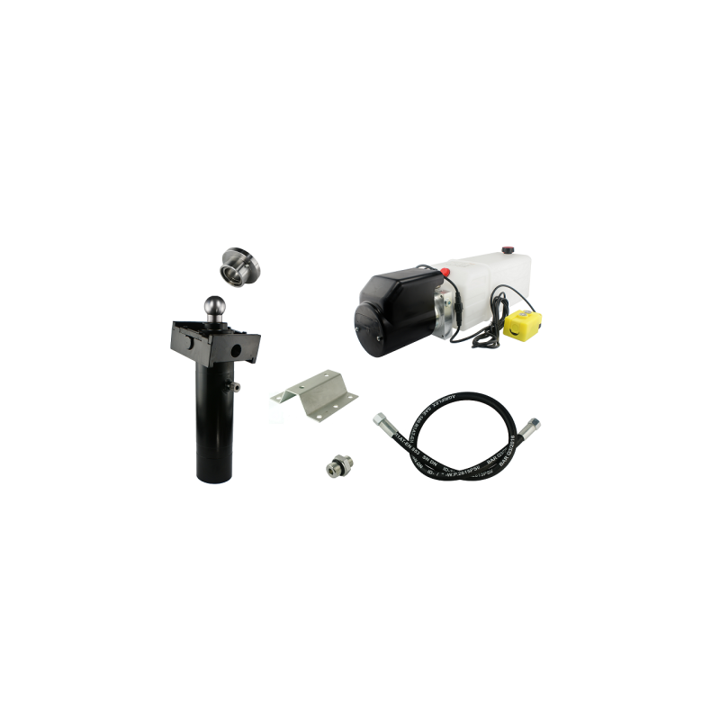 Savivarčio priekabos hidraulika. Vertimo komplektas: 12 V maitinimo šaltinis + 520 eigų pavara, keliamoji galia iki 5 tonų.