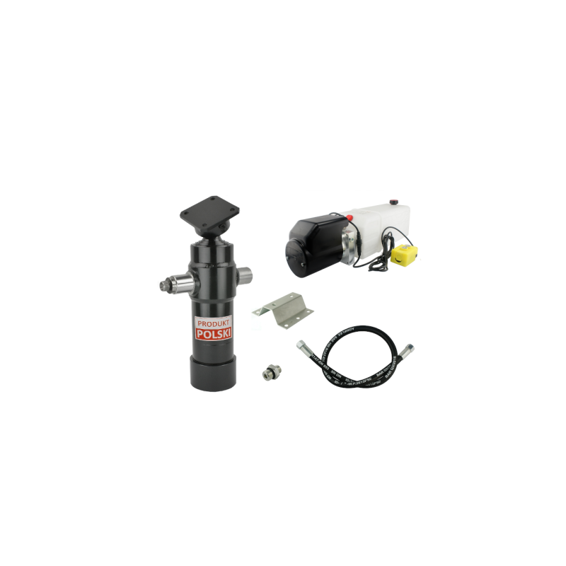 Savivarčio priekabos hidraulika. Vertimo komplektas: 24 V maitinimo šaltinis + 700 eigų pavara, keliamoji galia iki 5 tonų.