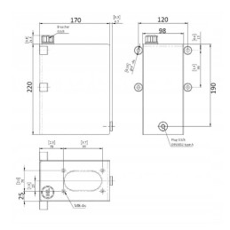 Hidraulinis atraminis pėdos cilindras, dvigubo veikimo cilindro ilgis: 440 mm, eiga 250 mm + tvirtinimo detalės su 45 cm3 rankin