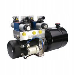 Pilnai sukomplektuotas mobilus hidraulinis agregatas 12V 1,6kW 1,6cm3 10L su dviem solenoidiniais vožtuvais ir plūduriuojančia s