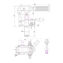 Hidraulinis atraminis pėdos cilindras, dvigubo veikimo cilindro ilgis: 440 mm, eiga 250 mm + tvirtinimo detalės su 45 cm3 rankin