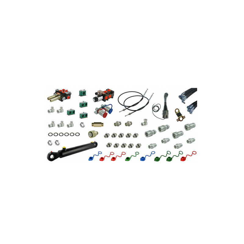 Pilna hidraulika Tur C-360 krautuvui, skirstytuvas + vairasvirtė su trosais + solenoidinis vožtuvas + kaušo cilindras + žarnos +