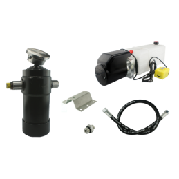 Savivarčio priekabos hidraulika. Vertimo komplektas: 12 V maitinimo šaltinis + 1050 eigų pavara, keliamoji galia iki 8 tonų.