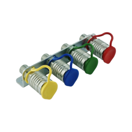 Dviejų sekcijų hidraulinis skirstytuvas su plūduriuojančia sekcija, komplektuojamas su sustiprintu siurbliu ir naujo tipo dangte