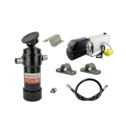 Savivarčio priekabos hidraulika. Vertimo komplektas: 12 V maitinimo šaltinis + 910 eigų pavara, keliamoji galia iki 7 tonų