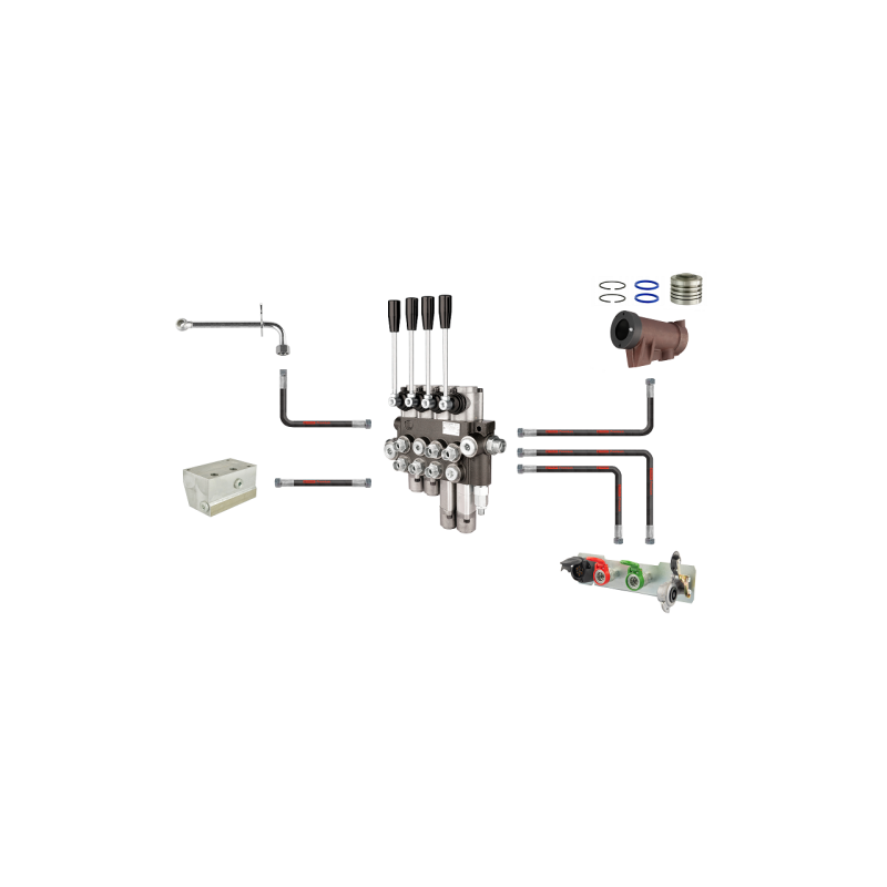 4 sekcijų išorinio skirstytuvo komplektas su 2 plūduriuojančiomis hidraulinėmis sekcijomis C 360 C 360-3p
