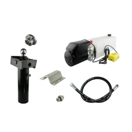 Savivarčio priekabos hidraulika. Vertimo komplektas: 24 V maitinimo šaltinis + 520 eigų pavara, keliamoji galia iki 5 tonų.