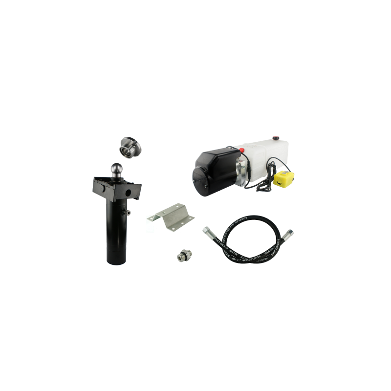 Savivarčio priekabos hidraulika. Vertimo komplektas: 24 V maitinimo šaltinis + 520 eigų pavara, keliamoji galia iki 5 tonų.