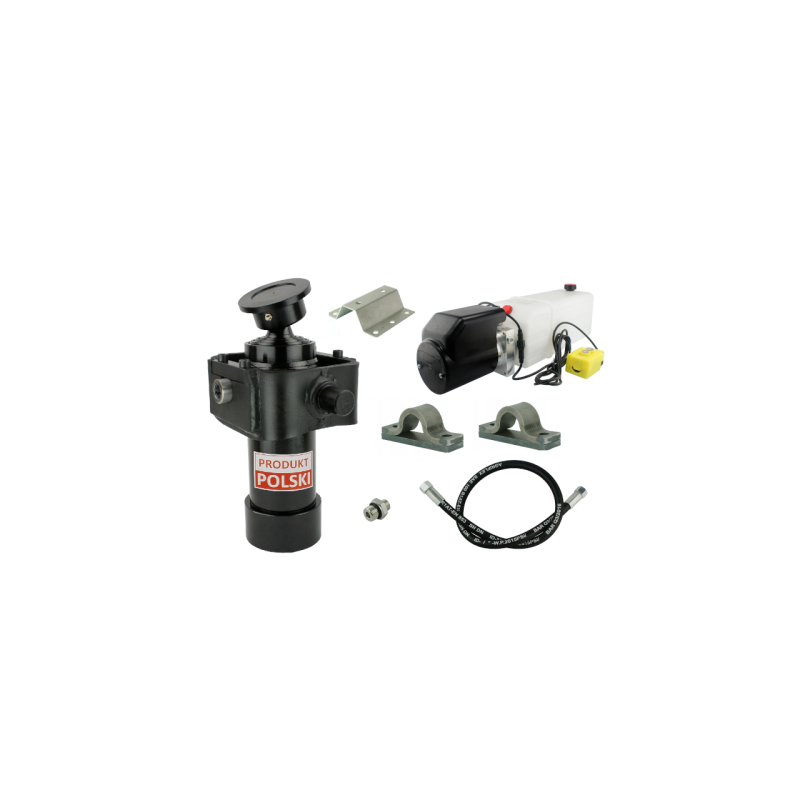 Savivarčio priekabos hidraulika. Vertimo komplektas: 12 V maitinimo šaltinis + 910 eigų pavara, keliamoji galia iki 7 tonų