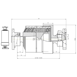Teleskopinis hidraulinis cilindras priekabai, eiga: 1035 mm + suvirinimo lizdas