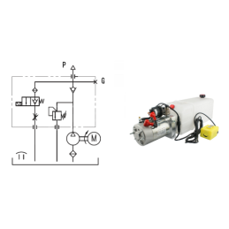 Savivarčio priekabos hidraulika. Vertimo komplektas: 24 V maitinimo šaltinis + 750 eigų pavara, keliamoji galia iki 8 tonų.