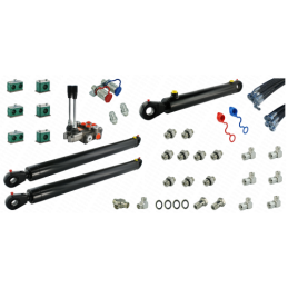 Pilna hidraulika Tur C-330 krautuvui, skirstytuvas + du kėlimo cilindrai ir vienas kaušo cilindras + žarnos + komponentai