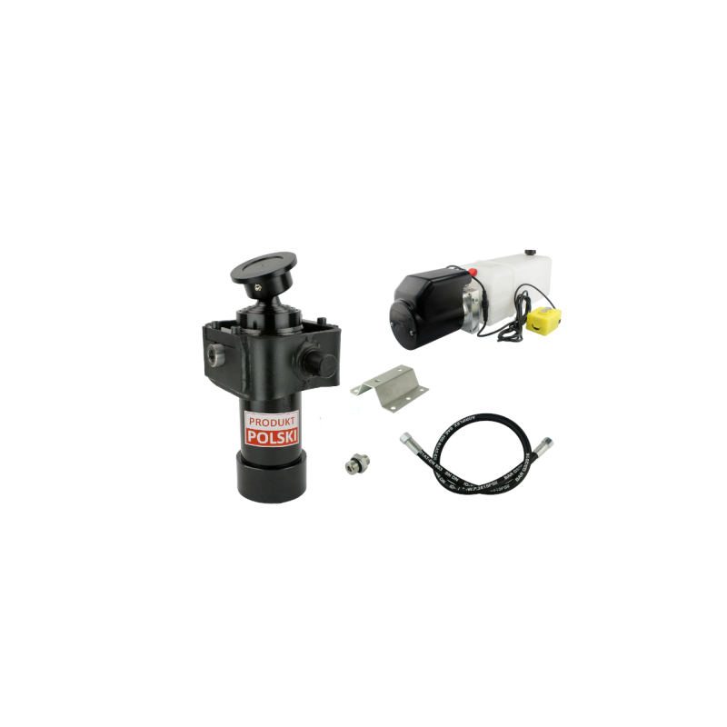 Savivarčio priekabos hidraulika. Vertimo komplektas: 12 V maitinimo šaltinis + 910 eigų pavara, keliamoji galia iki 7 tonų