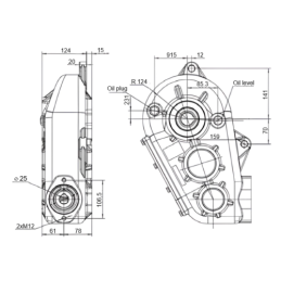 RT 300 pavarų dėžė barstytuvui, perdavimo skaičius 29,5:1