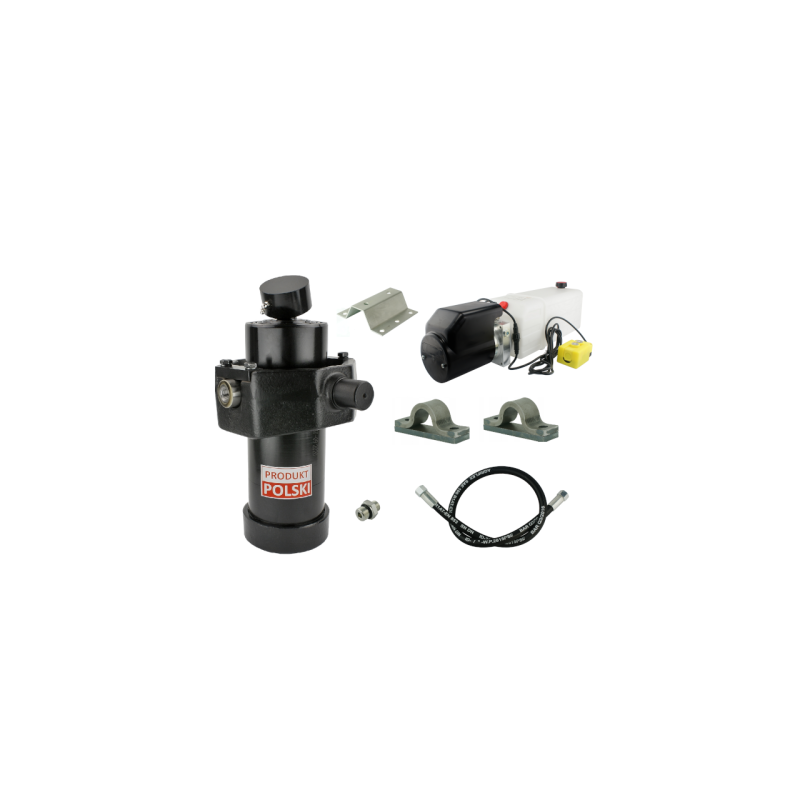 Savivarčio priekabos hidraulika. Vertimo komplektas: 12 V maitinimo šaltinis + 1237 eigų pavara, keliamoji galia iki 8 tonų.