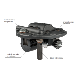 3 sekcijų hidraulinis skirstytuvas su sustiprinta pompa ir naujo tipo dangteliu su išorinio skirstytuvo išleidimo anga
